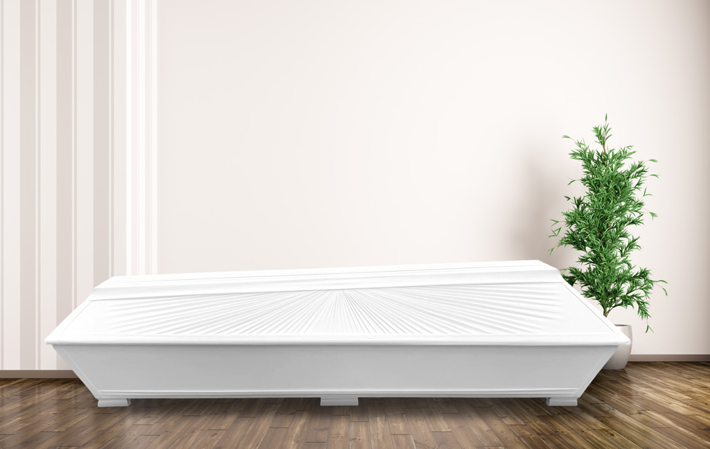 White linen coffin