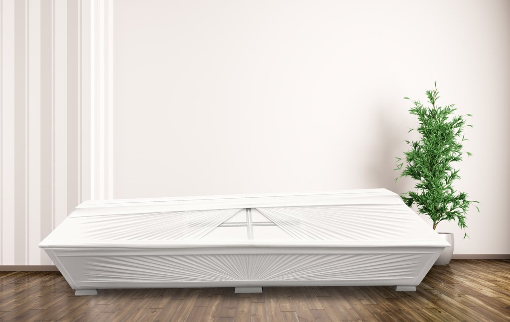 Coffin with a small cross