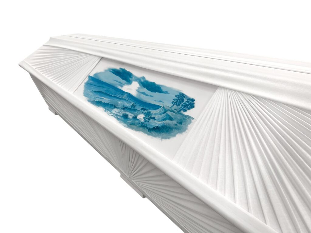 Coffin with a sea illustration - Image 2