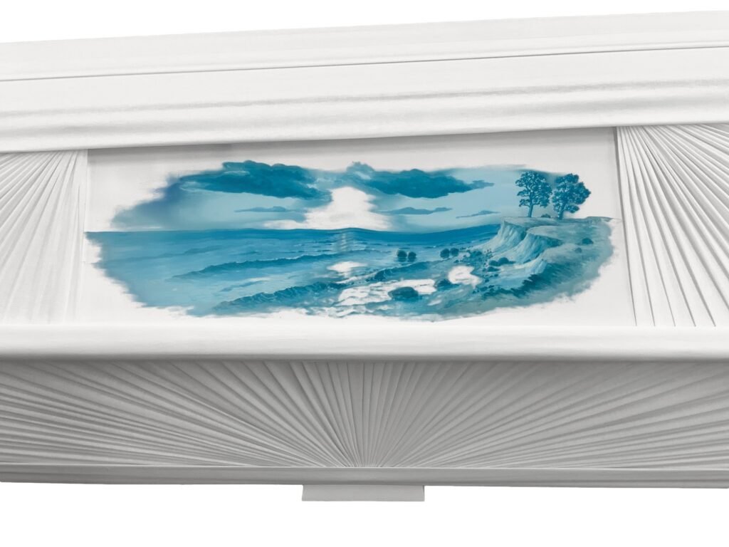 Coffin with a sea illustration - Image 3
