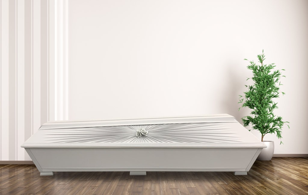 Coffin with a rose